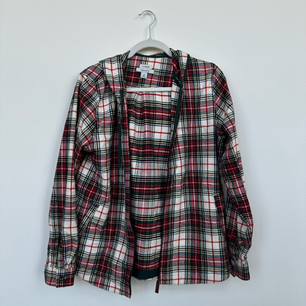 L.L. Bean Red and Green Plaid Hoodie
